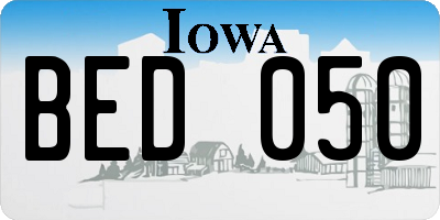 IA license plate BED050