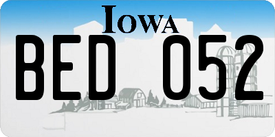 IA license plate BED052