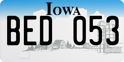 IA license plate BED053