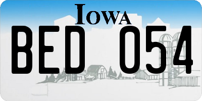 IA license plate BED054