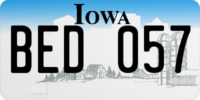IA license plate BED057