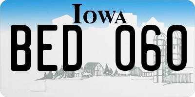 IA license plate BED060