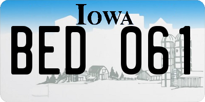 IA license plate BED061