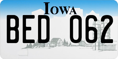 IA license plate BED062