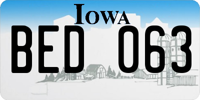 IA license plate BED063