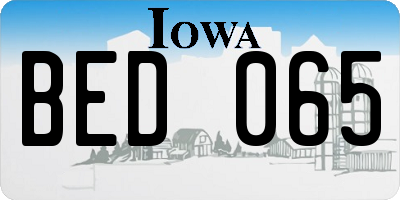 IA license plate BED065