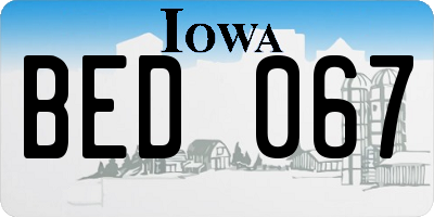 IA license plate BED067
