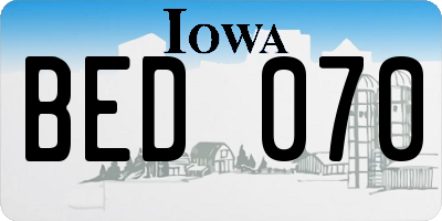 IA license plate BED070