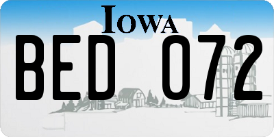 IA license plate BED072