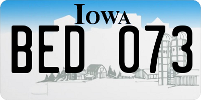 IA license plate BED073