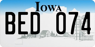 IA license plate BED074