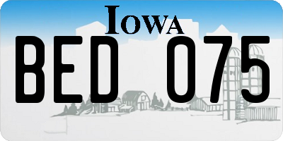 IA license plate BED075