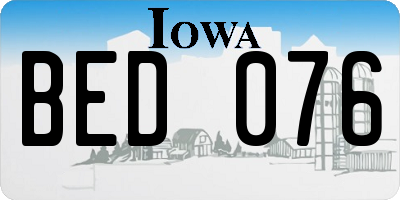 IA license plate BED076