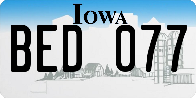 IA license plate BED077