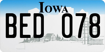 IA license plate BED078