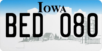 IA license plate BED080