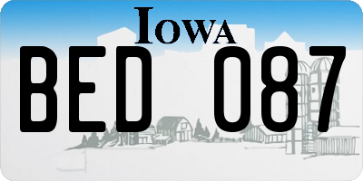 IA license plate BED087