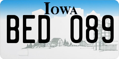 IA license plate BED089