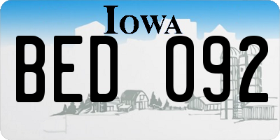 IA license plate BED092