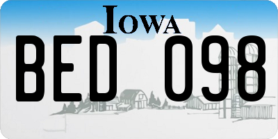 IA license plate BED098