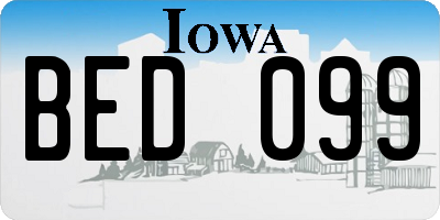 IA license plate BED099