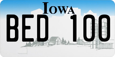 IA license plate BED100