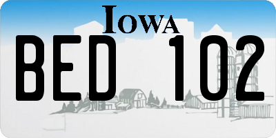 IA license plate BED102