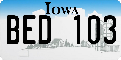 IA license plate BED103