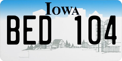 IA license plate BED104