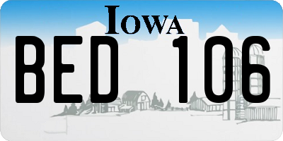 IA license plate BED106