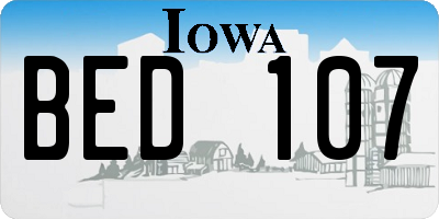 IA license plate BED107