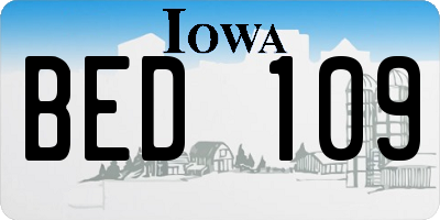 IA license plate BED109