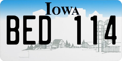 IA license plate BED114