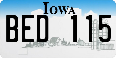 IA license plate BED115