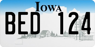 IA license plate BED124