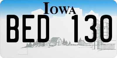IA license plate BED130