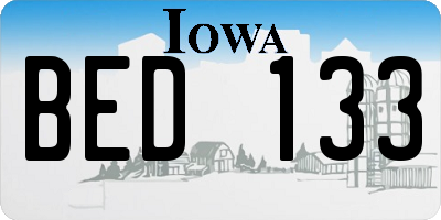 IA license plate BED133