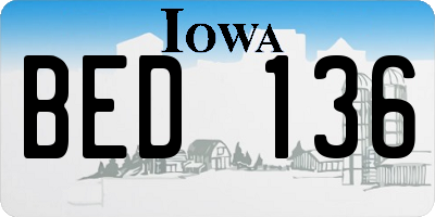 IA license plate BED136