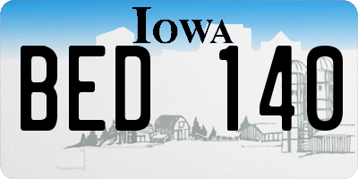 IA license plate BED140