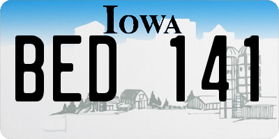IA license plate BED141