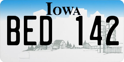 IA license plate BED142