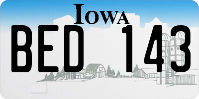 IA license plate BED143