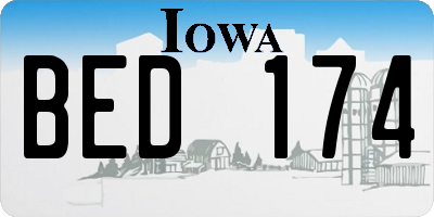 IA license plate BED174