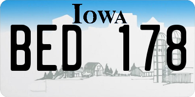 IA license plate BED178