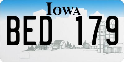 IA license plate BED179