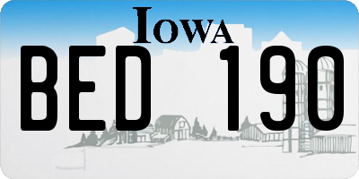 IA license plate BED190