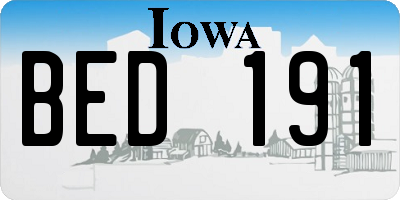 IA license plate BED191