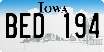 IA license plate BED194
