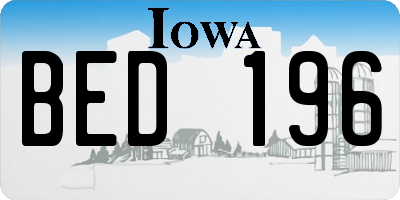 IA license plate BED196