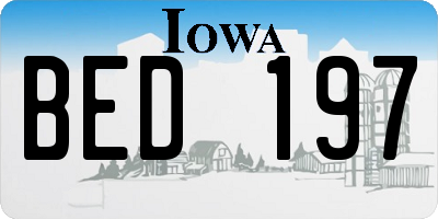 IA license plate BED197